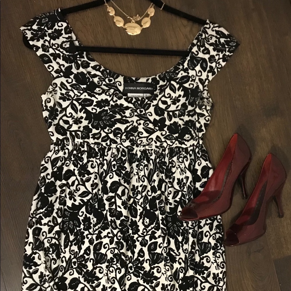 Donna Morgan Black and White Floral Dress
